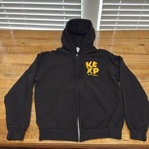 Stylish KEXP Zip Up hoodie men’s medium black and gold